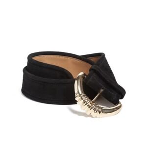 Marciano By‎ Guess Suede Waist Belt Black Ornate Gold Buckle One Size NWT $130